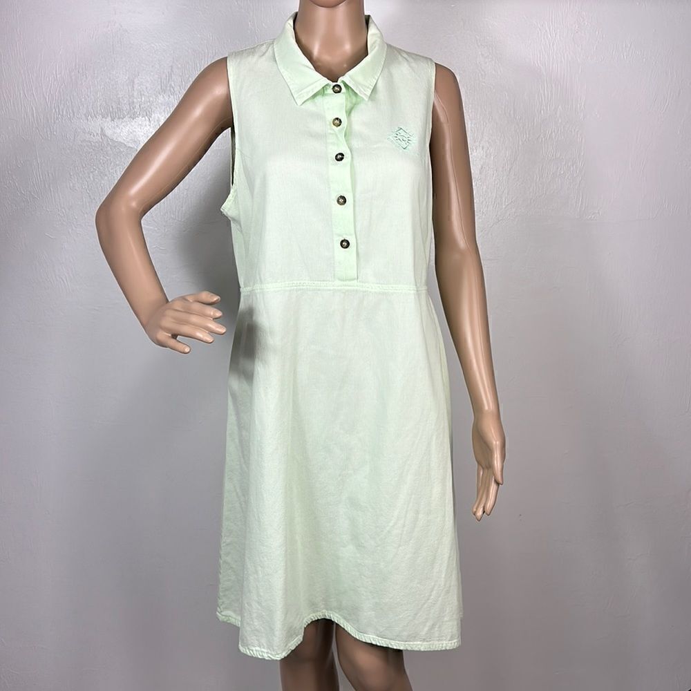 WEK Light Green Cotton Sleeveless Shirt Dress Size M
